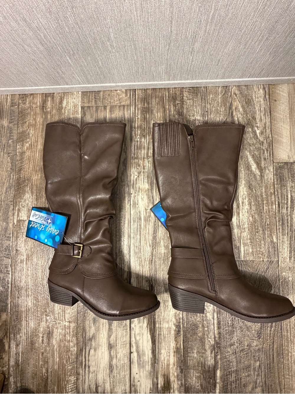easy street Brown Tall Buckle Riding Boots Size 7 Wide Calf - Picture 16 of 16